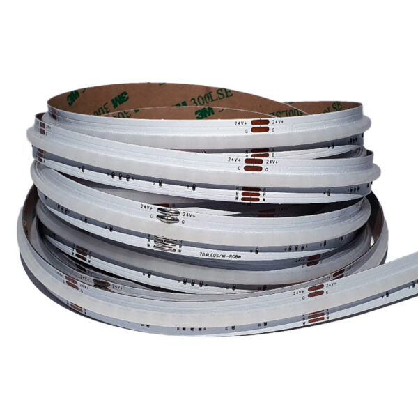 24V 784 LED/m RGBW COB LED szalag, 12 mm, 19W/m , RGB+CRI92 3000K, beltéri, 840 lm/m